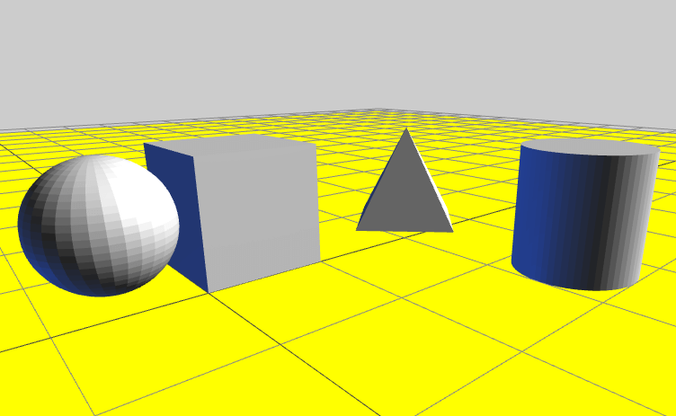 An image from a web tool for manipulating 3-D objects on a grid scene.
